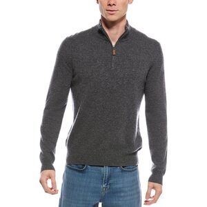 Mette Mens  Cashmere 1/4-Zip Mock Neck Sweater, Grey